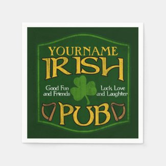 Personalized Name Irish Pub Paper Napkins