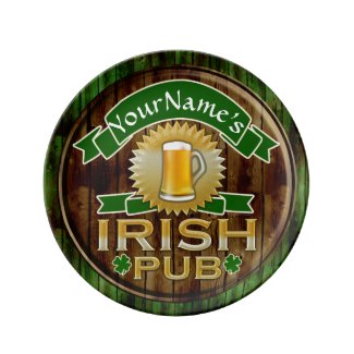 Personalized Name Irish Pub Sign St. Patrick's Day Porcelain Plate
