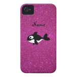 Personalized name killer whale pink glitter iPhone 4 Case-Mate cases