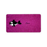 Personalized name killer whale pink glitter address label