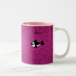 Personalized name killer whale pink glitter mugs