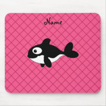Personalized name killer whale pink grid pattern mouse pads