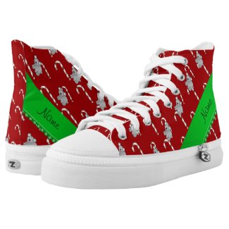 Personalized name koala red christmas candy canes printed shoes