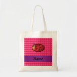 Personalized name ladybug pink butterflies canvas bag