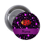 Personalized name ladybug purple polka dots pin