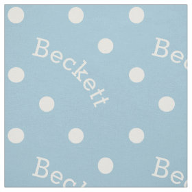 Personalized Name Light Baby Blue Polka Dot Fabric