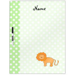 Personalized name lion green polka dots Dry-Erase whiteboards