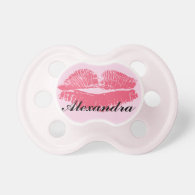 Personalized Name Lipstick Kiss Pacifier