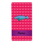 Personalized name manatee pink butterflies custom shipping label