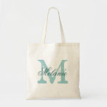 Personalized name monogram tote bag | Turquoise