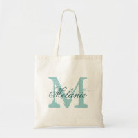 Personalized name monogram tote bag | Turquoise