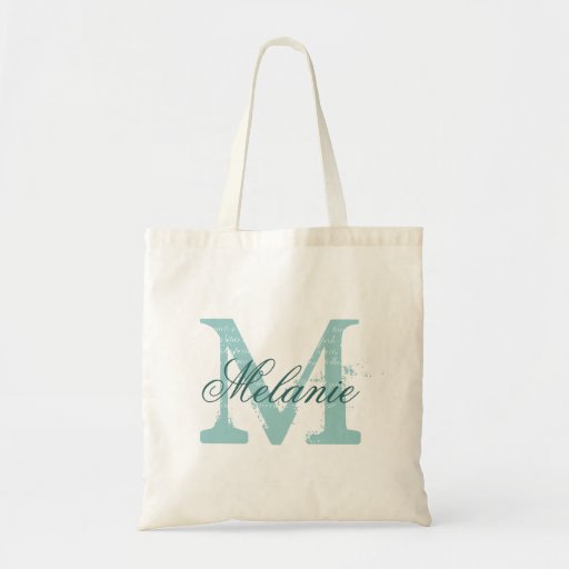 Personalized name monogram tote bag | Turquoise | Zazzle