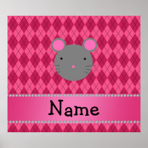 Personalized name mouse pink argyle posters