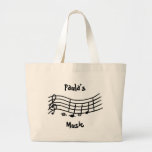 Personalized Name, music notes wavy scale, bag