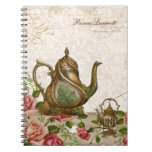 Personalized Name Notebook, Trellis Rose Vintage
