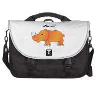 Personalized name orange rhino laptop computer bag