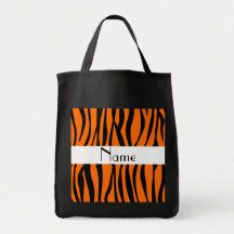 Personalized name orange zebra stripes bags