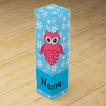 Personalized name owl blue snowflakes wine boxes