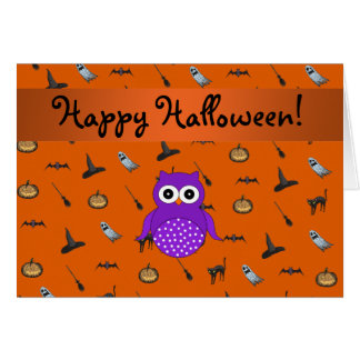 Personalized name owl halloween pattern card