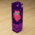 Personalized name owl snowflakes stars wine gift boxes