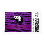 Personalized name panda purple glitter zebra stamps