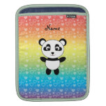 Personalized name panda rainbow hearts iPad sleeve