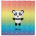 Personalized name panda rainbow hearts napkin