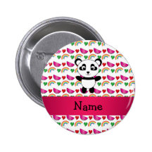Personalized name panda watermelons hearts rainbow buttons