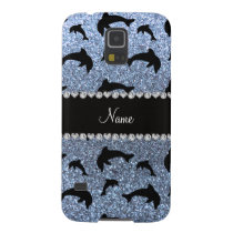 Personalized name pastel blue glitter dolphins galaxy nexus cover  at Zazzle