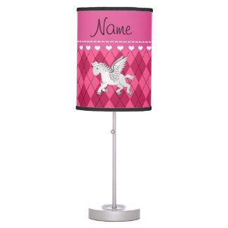 Personalized name pegasus pink argyle lamps