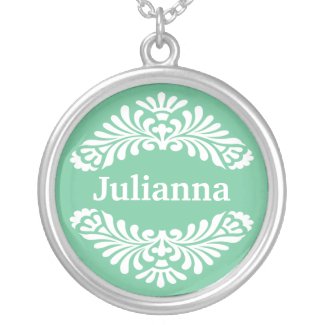 Personalized Name Pendant :: Green necklace