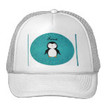 Personalized name penguin turquoise glitter hats