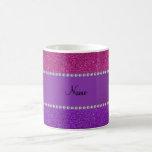 Personalized name pink and purple glitter mugs