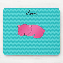 Personalized name pink bear mousepad