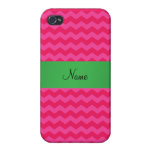Personalized name pink chevrons iPhone 4/4S covers