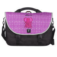 Personalized name pink elephant purple bubbles laptop messenger bag