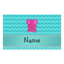 Personalized name pink elephant turquoise chevrons rectangular stickers