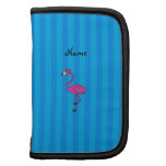 Personalized name pink flamingo blue stripes organizers