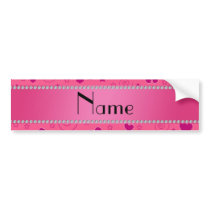 Personalized name pink flowers hearts swirls stars bumper sticker