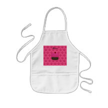 Personalized name pink glitter cupcake damask aprons