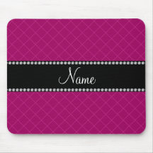 Personalized name pink grid pattern mousepads