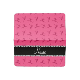 Personalized name pink gymnastics pattern checkbook cover