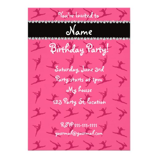 Personalized name pink gymnastics pattern personalized announcement