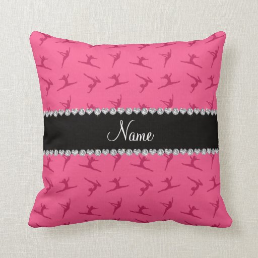Personalized name pink gymnastics pattern throw pillow Zazzle