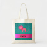 Personalized name pink lion turquoise glitter bags