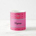 Personalized name pink owl pink hearts mug