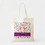 Personalized name pink penguin rainbow polka dots bag