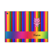 Personalized name pink pig rainbow stripes cases for iPad mini