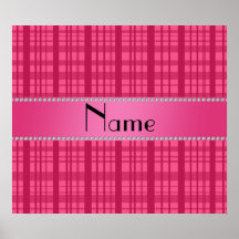 Personalized name pink plaid pattern poster