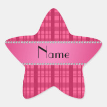 Personalized name pink plaid pattern stickers